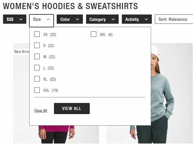 Sizes Available For North Face Women's Hoodies