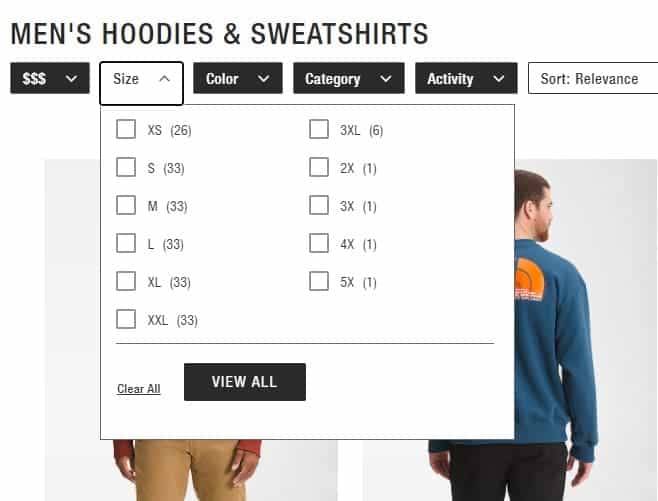 Sizes Available For North Face Men's Hoodies