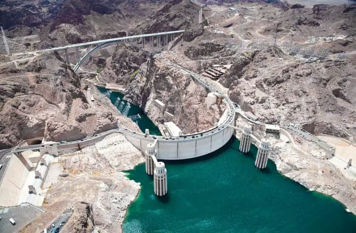 Arieal view of the hoover dam of Lake Mead