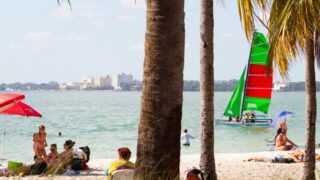 People enjoying the Biscayne Beach in Miami, Florida, USA