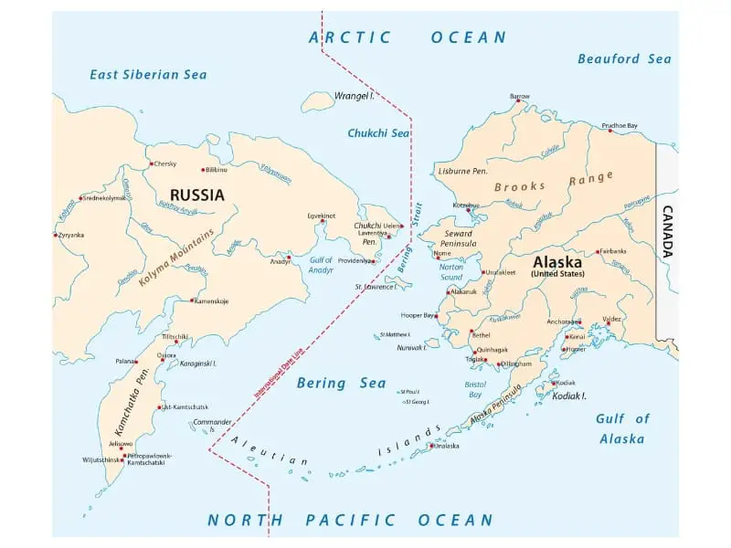 If you want to swim from Alaska to Russia, this map might help you