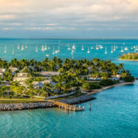 Sunset view of two beautiful small islands - Sunset Key and Wisteria Island of Key West, Florida Keys.