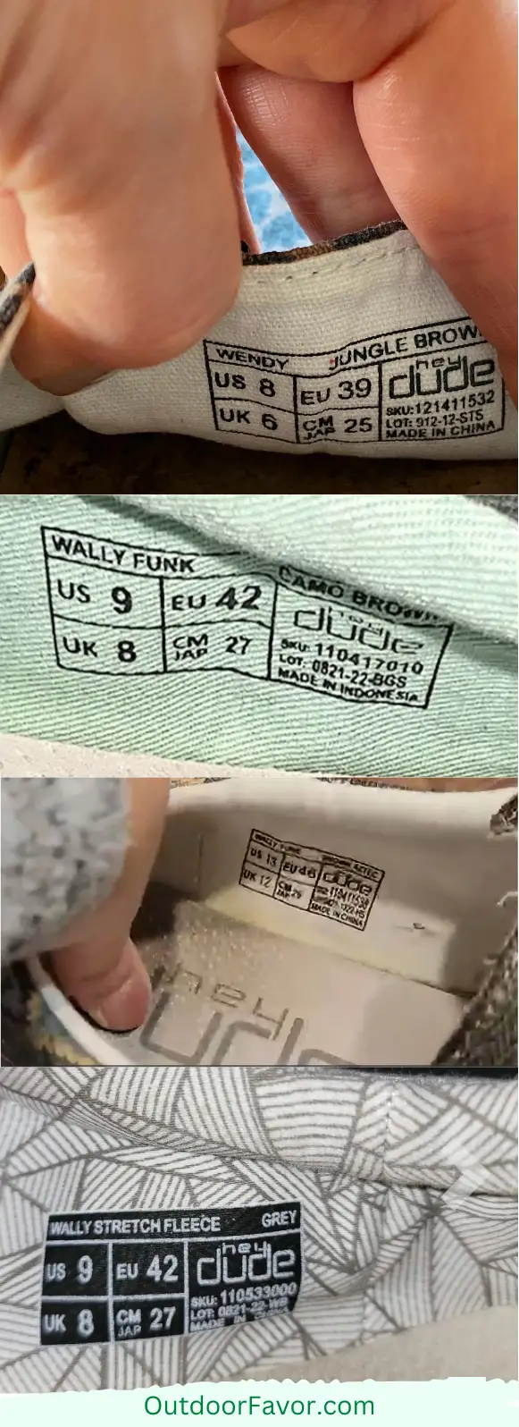 You can check where your Hey Dude shoes are made by looking at the slip attached near the insole.