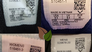 Labels of Original Saucony shoes say that they are predominantly made in China and Vietnam