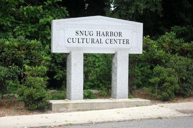 Snug Harbor written on the location board - staten island- new york